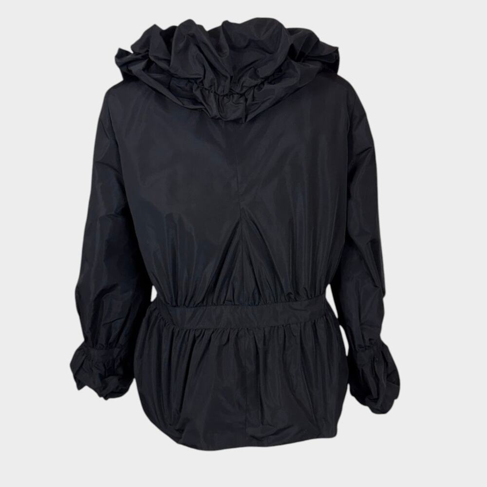 Doncaster Womens Size 10 Black Ruffled Collar Zip Front Jacket Blouson Polyester - Picture 3 of 10